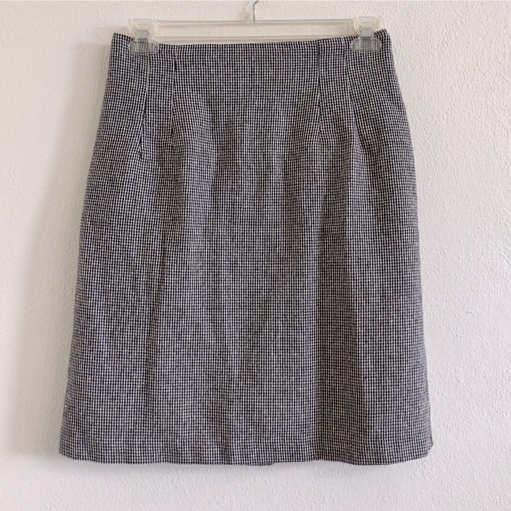 Vintage Briggs New York Straight Skirt Size 12 Houndstooth Wool Blend Lined